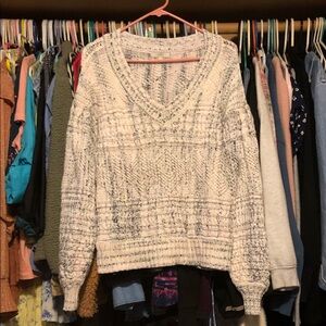 Joie Textured V-Neck Sweater in Cream and hints of light pink and blue